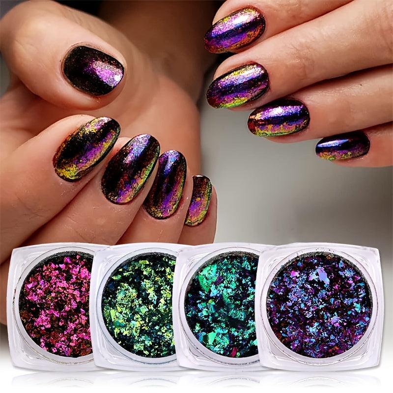 Nail Flakes Iridescent Glitter Holographic Foils For Nails