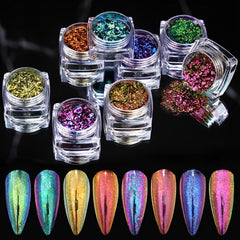 Nail Flakes Iridescent Glitter Holographic Foils For Nails