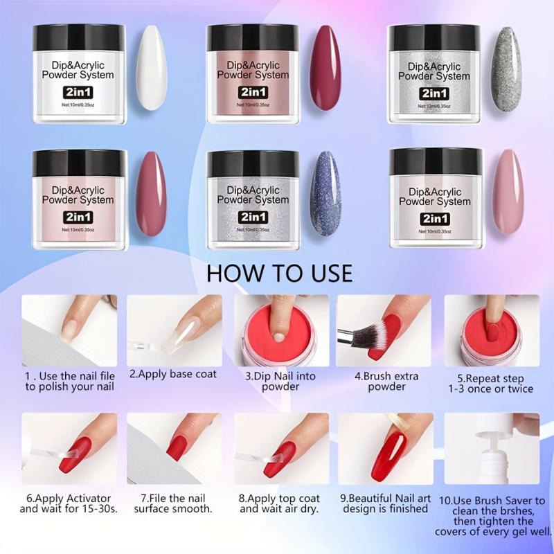 6pcs Set 5 08 Cm 1 Soak Off Powder Acrylic Powder Set Nail Set