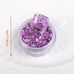 Holographic Nail Glitter Hexagon Flakes Sequins Mix