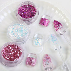 Holographic Nail Glitter Hexagon Flakes Sequins Mix