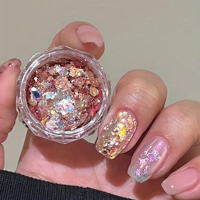 Holographic Nail Glitter Hexagon Flakes Sequins Mix