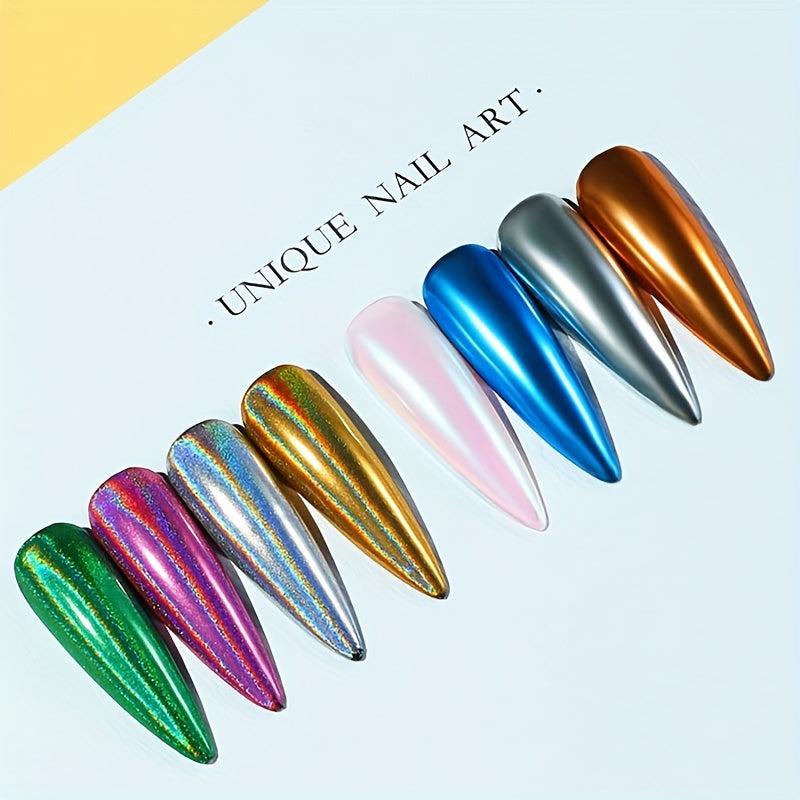 Holographic Nail Art Pigment Dust for Metallic Mirror Manicures