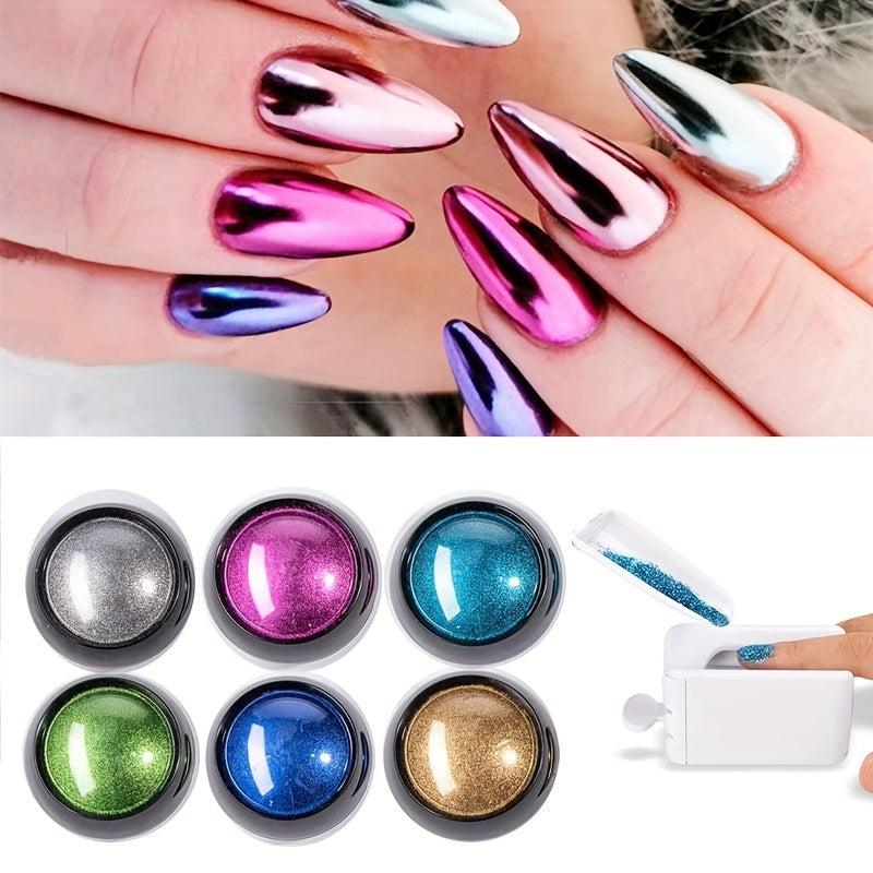 Holographic Nail Art Pigment Dust for Metallic Mirror Manicures