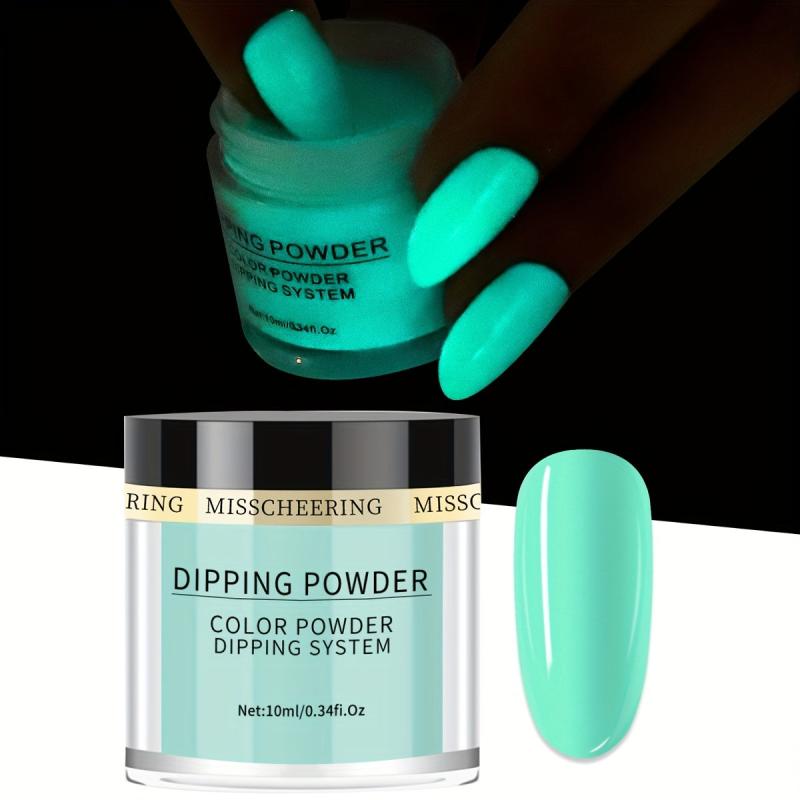 6 Glow in the Dark Dip Powder Set, Long Lasting Green Colors