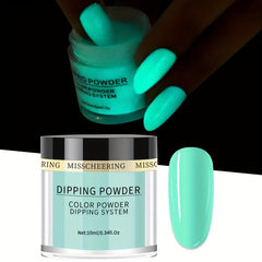 6 Glow in the Dark Dip Powder Set, Long Lasting Green Colors