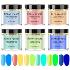 6 Glow in the Dark Dip Powder Set, Long Lasting Green Colors