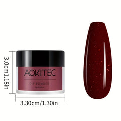 Aokitec 16Pcs Red Glitter Dip Powder Nail Kit DIY Salon Dip System