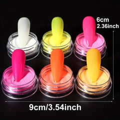 6PCS Luminous Nail Glitter Powder Glow In The Dark Neon Pigment Dust