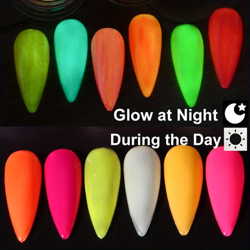 6PCS Luminous Nail Glitter Powder Glow In The Dark Neon Pigment Dust
