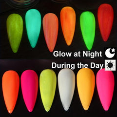 6PCS Luminous Nail Glitter Powder Glow In The Dark Neon Pigment Dust