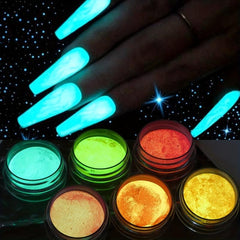 6PCS Luminous Nail Glitter Powder Glow In The Dark Neon Pigment Dust
