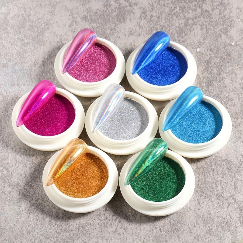 Holographic Nail Powder with Glitter Metallic Effect Gel Polish