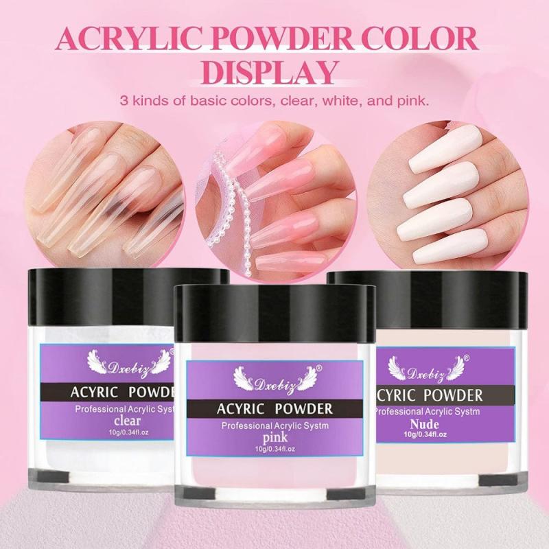 10G Acrylic Nail Powder Clear Pink Nude Carving Crystal Polymer