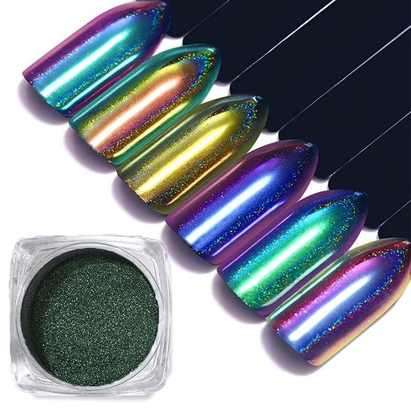 Purple Pink Golden Mirror Nail Tips Glitter Powder for Nail Art