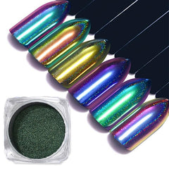 Purple Pink Golden Mirror Nail Tips Glitter Powder for Nail Art