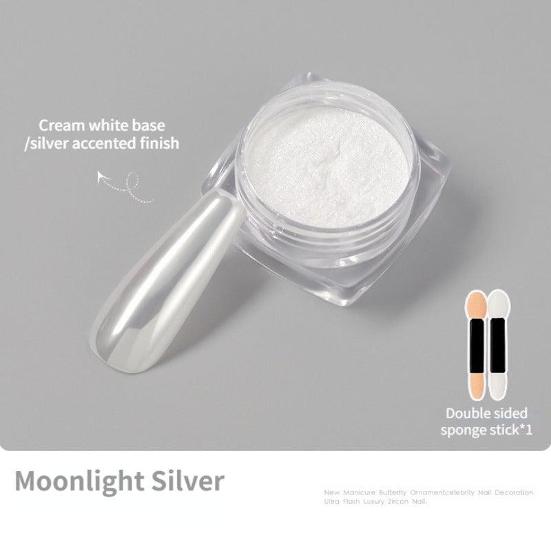 Bright Silver Mirror Powder Nail Plate Decorative Fairy Moonlight Powder
