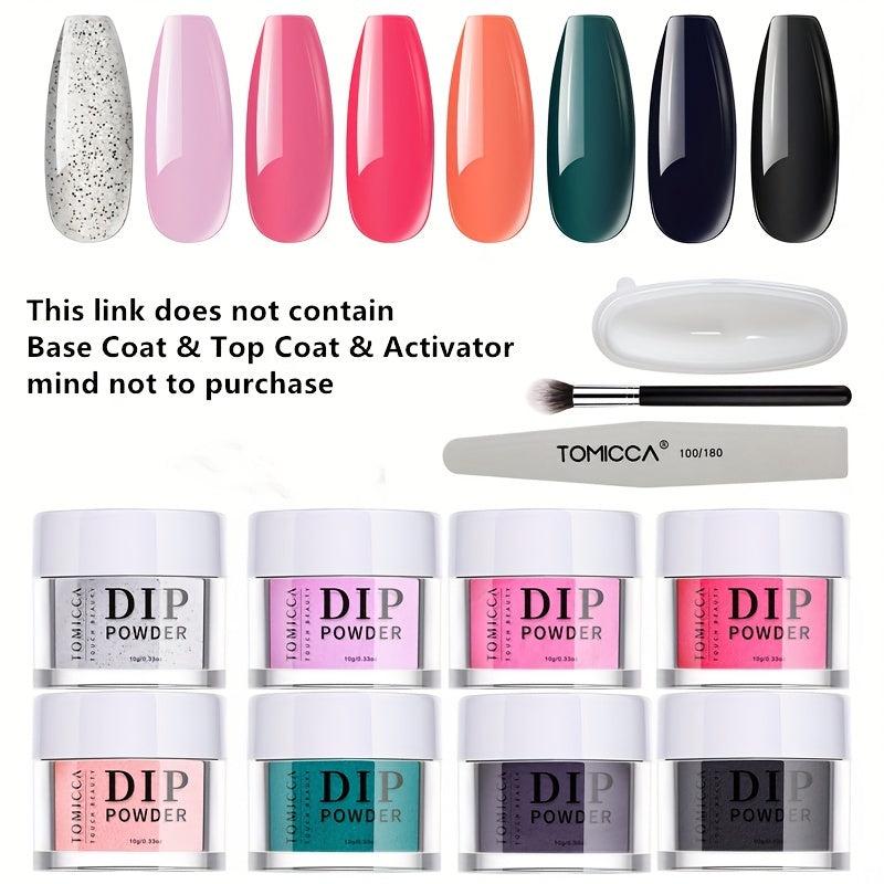Hot Pink Dip Powder Nail Kit with Glitter Acrylic Dipping Powder Brush and Tools