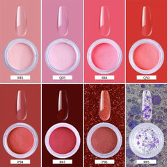 Hot Pink Dip Powder Nail Kit with Glitter Acrylic Dipping Powder Brush and Tools