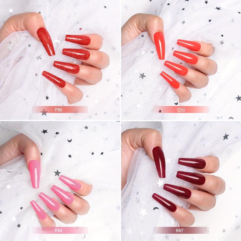 Hot Pink Dip Powder Nail Kit with Glitter Acrylic Dipping Powder Brush and Tools