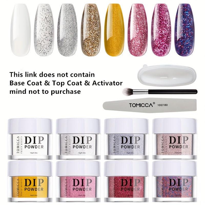 Hot Pink Dip Powder Nail Kit with Glitter Acrylic Dipping Powder Brush and Tools