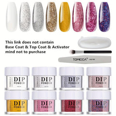 Hot Pink Dip Powder Nail Kit with Glitter Acrylic Dipping Powder Brush and Tools