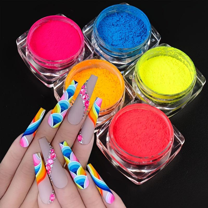 9 Colors Neon Flocking Powder Nail Glitter