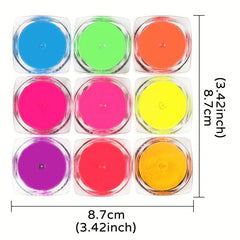 9 Colors Neon Flocking Powder Nail Glitter