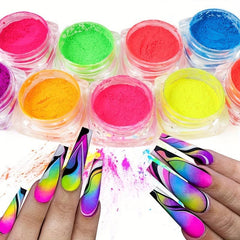 9 Colors Neon Flocking Powder Nail Glitter