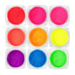 9 Colors Neon Flocking Powder Nail Glitter