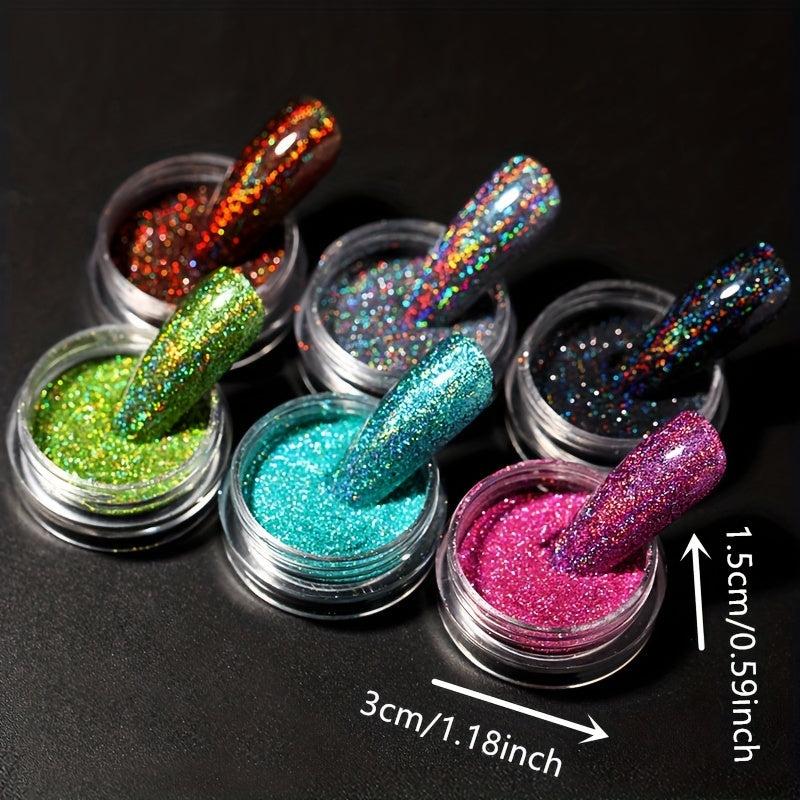 12 Colors Sparkling Diamond Nail Powder Holographic Pigment for Nail Art