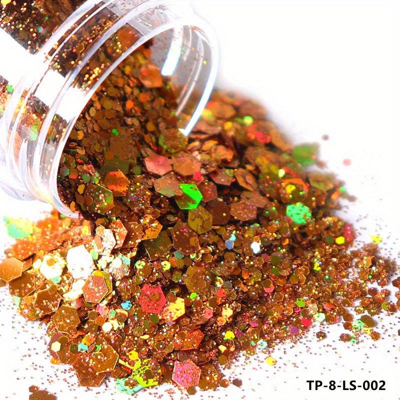 10ml Holographic Chunky Glitter Mix Hexagon Shape Sparkly 3D Holo Sequins