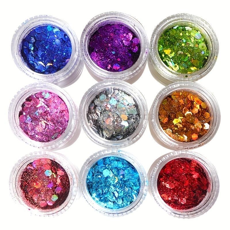 10ml Holographic Chunky Glitter Mix Hexagon Shape Sparkly 3D Holo Sequins