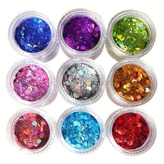 10ml Holographic Chunky Glitter Mix Hexagon Shape Sparkly 3D Holo Sequins