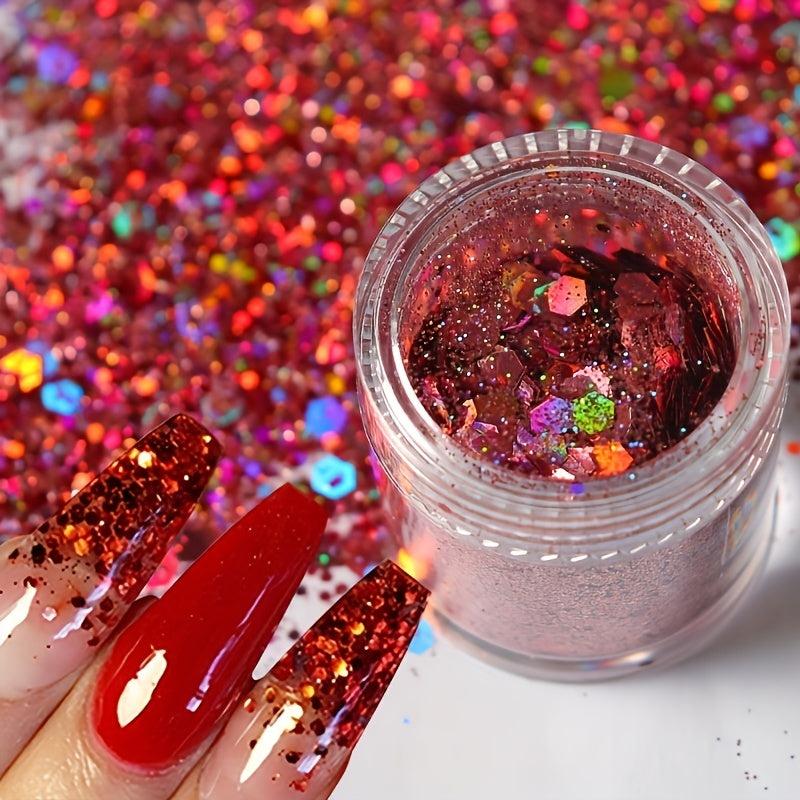 10ml Holographic Chunky Glitter Mix Hexagon Shape Sparkly 3D Holo Sequins