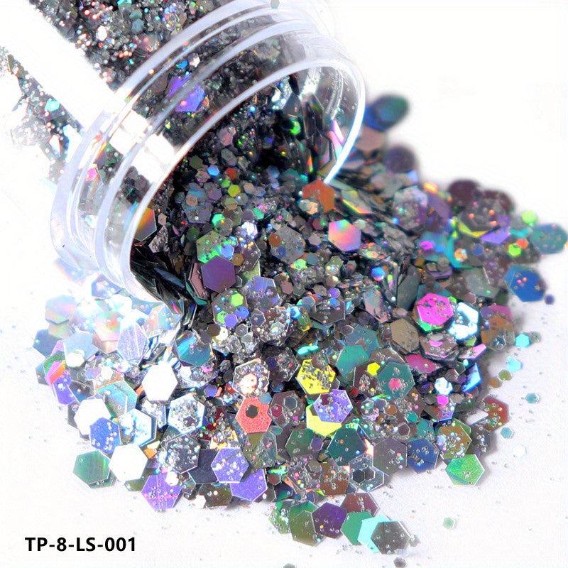 10ml Holographic Chunky Glitter Mix Hexagon Shape Sparkly 3D Holo Sequins