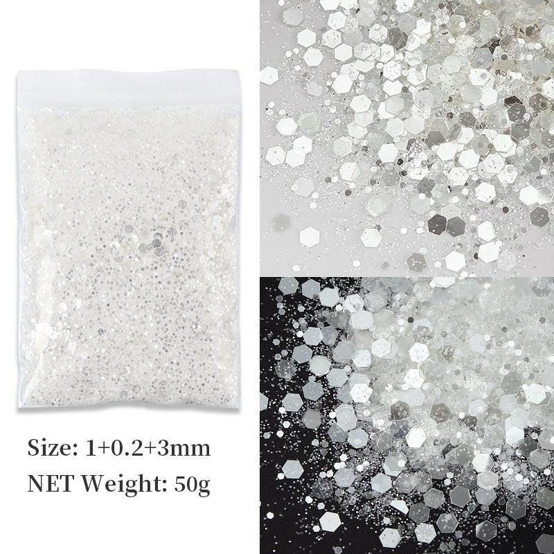 Hexagonal Glitter Sequins for Nail Art and Body Decoration PET Material