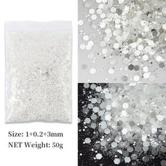 Hexagonal Glitter Sequins for Nail Art and Body Decoration PET Material