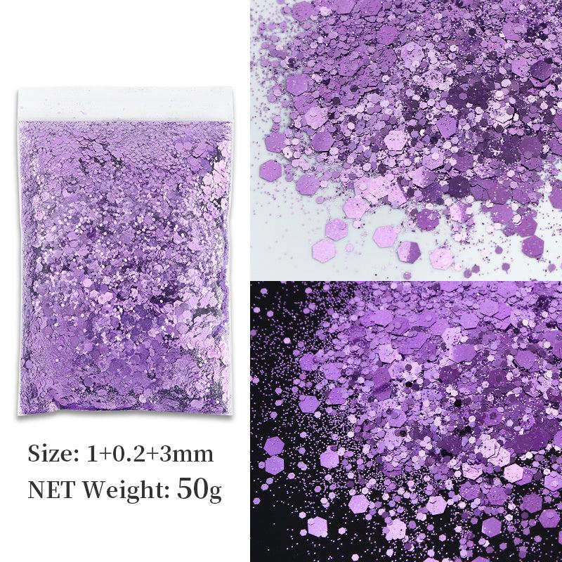 Hexagonal Glitter Sequins for Nail Art and Body Decoration PET Material
