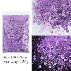 Hexagonal Glitter Sequins for Nail Art and Body Decoration PET Material