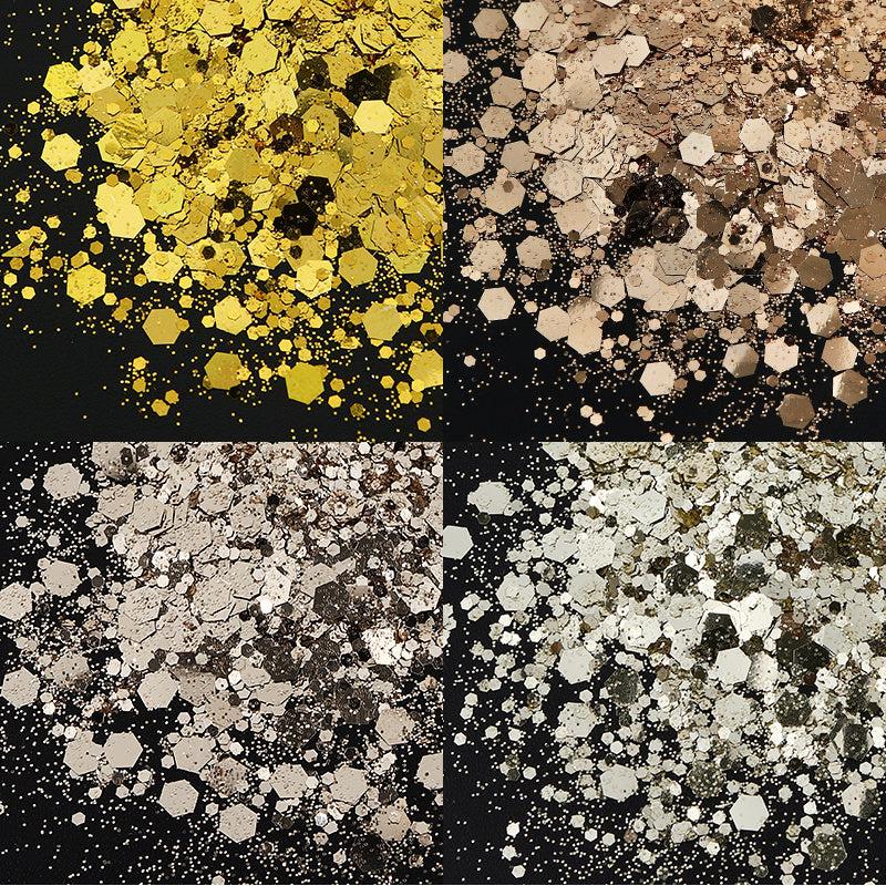 Hexagonal Glitter Sequins for Nail Art and Body Decoration PET Material