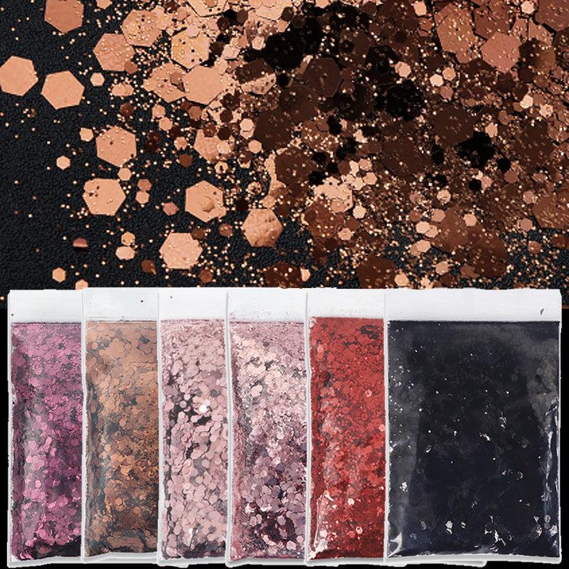 Hexagonal Glitter Sequins for Nail Art and Body Decoration PET Material