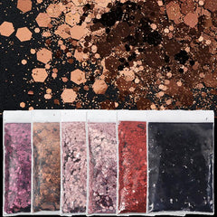 Hexagonal Glitter Sequins for Nail Art and Body Decoration PET Material