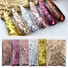 Hexagonal Glitter Sequins for Nail Art and Body Decoration PET Material