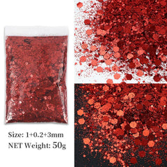 Hexagonal Glitter Sequins for Nail Art and Body Decoration PET Material