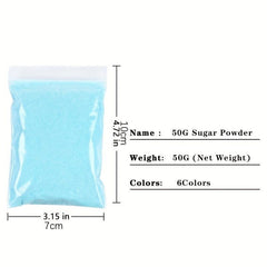 6 Colors Glitter Nail Powder 50g DIY Nail Art & Festivals Candy Coat Effect