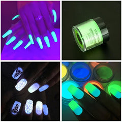 Glow In The Dark Dip Powder 12 Colors Neon Nail Art Powder
