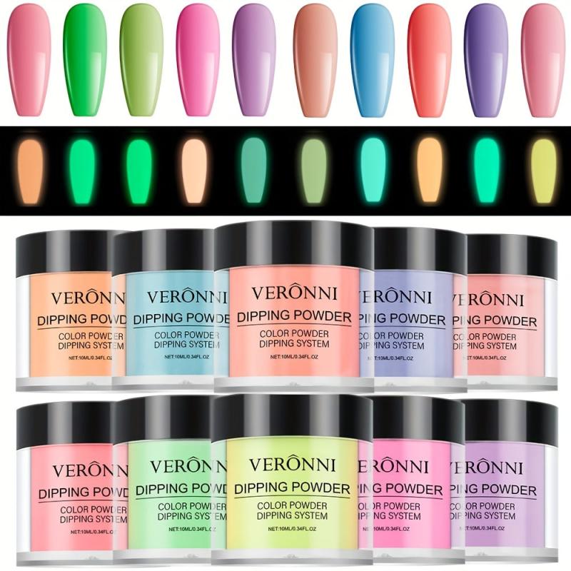 Glow In The Dark Dip Powder 12 Colors Neon Nail Art Powder