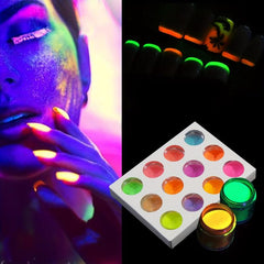 Glow In Dark Acrylic Powder 12 Colors Kit Nail Extension Luminous Acrylic Nail