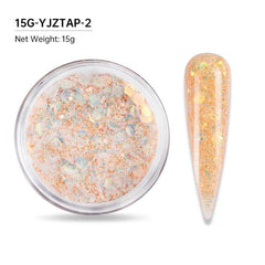 15g Glitter Acrylic Powder for Nails Builder Mermaid Hexagons Nail Art
